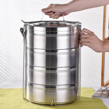 不銹鋼雙層保溫飯盒桶2/3/4/5多層便當飯菜餐盒超大容量食格提鍋