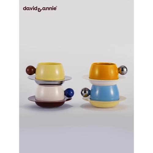 davidannie創意懸浮咖啡杯碟套裝高檔精致設計陶瓷咖啡杯高級杯子