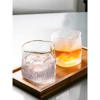 日式手工威士忌酒杯啤酒杯玻璃杯扭紋果汁杯咖啡杯水杯子個性創意