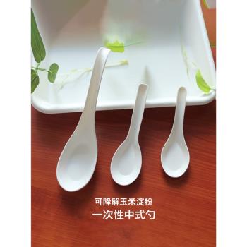 一次性玉米淀粉可降解中式勺商用外賣湯勺長柄湯匙調羹塑料環保勺