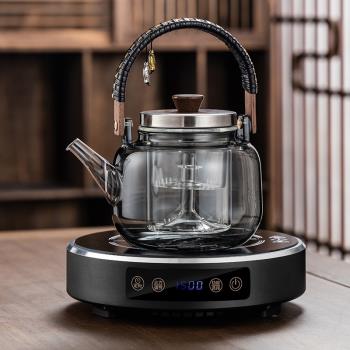蒸煮茶壺電陶爐加熱玻璃燒水壺家用自動茶具大功率圍爐煮茶器套裝