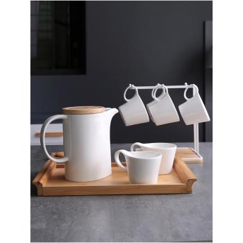 歐式陶瓷咖啡杯冷水壺耐高溫涼水壺套裝家用客廳茶杯北歐創意簡約