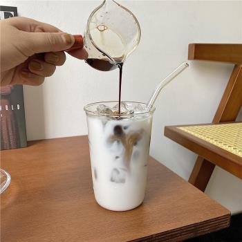 ins自制咖啡店透明玻璃咖啡杯冷萃拿鐵杯氣泡水杯果汁杯簡約水杯