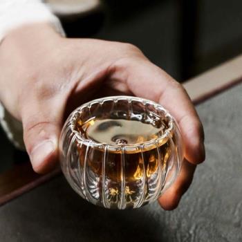 日式耐熱加厚雙層玻璃小茶杯 隔熱透明玻璃品茗杯主人杯功夫茶具