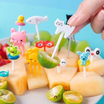 可愛迷你卡通兒童水果叉日式便當簽家用甜品簽動物款插水果小叉子
