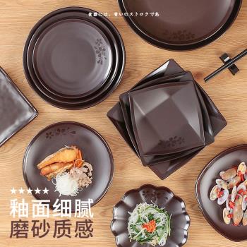 密胺日式櫻花餐盤仿瓷菜盤塑料盤子商用餐廳飯店火鍋餐具圓盤平盤