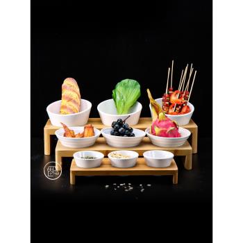 火鍋店木架展示多格仿瓷菜碗辣椒油自助餐醬料配料碗飯店餐廳調料