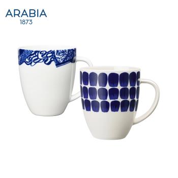 芬蘭arabia24h小時復古藍馬克杯 陶瓷中古杯子北歐風咖啡杯水杯