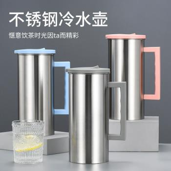 冷水壺不銹鋼家用保溫帶手把水壺冷水瓶家用大容量暖壺咖啡茶水壺