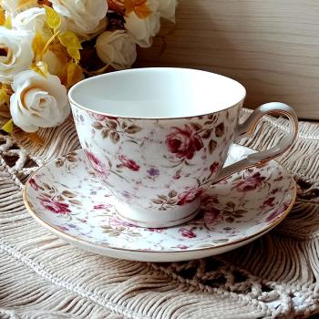 骨瓷咖啡杯碟歐式下午茶杯花茶杯簡約高檔描金小奢華外貿陶瓷杯子