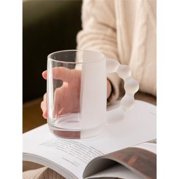 玻璃杯家用馬克杯帶把手大容量喝水杯女生高顏值設計感牛奶咖啡杯