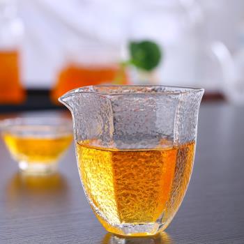 錘紋六角純手工新款玻璃公道杯