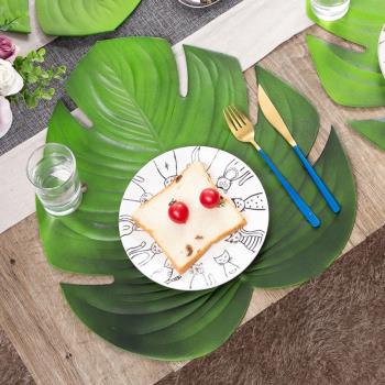 仿真植物龜背葉鏤空餐墊餐廳防滑餐桌墊家用西餐墊輕奢風高級感