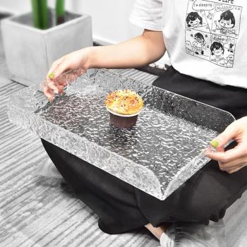 時尚透明彩色亞克力桌面點心托盤蛋糕咖啡店收納餐盤水果盤茶托