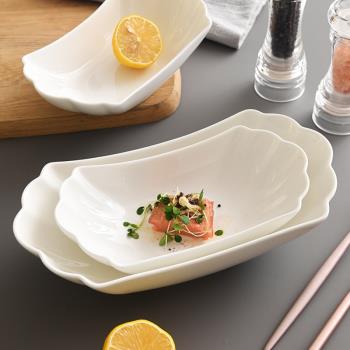 骨瓷歐式創意船型小號蒸魚盤菜盤純白陶瓷沙拉盤子2022新款家用碟