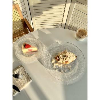 復古玻璃圓盤ins風高顏值家用早餐蛋糕甜品平盤精致餐盤水果盤子