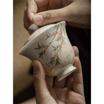 純手工手繪陶瓷防燙蓋碗茶碗品茗杯茶杯茶具中式復古主人碗主泡碗