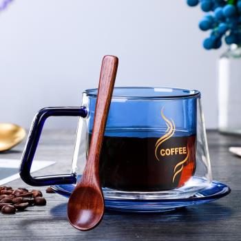 簡約玻璃咖啡杯高顏值家用套裝精致拿鐵杯coffee杯日式玻璃杯茶杯