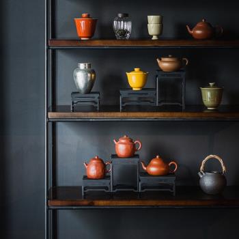鐵藝展示架中式復古茶具茶壺收納架展示架博古架茶道配件茶室擺件