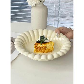 北歐奶油風陶瓷盤水果早餐盤點心零食盤高顏值菜湯盆芝士派蛋糕盤