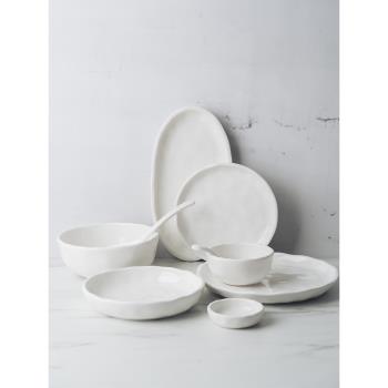 碗碟套裝家用北歐白色陶瓷餐具創意簡約碗盤套裝組合高級感輕奢