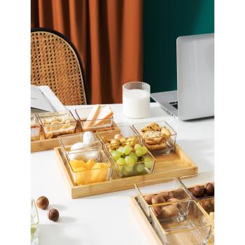 高顏值玻璃水果盤輕奢分格創意家用歐式客廳干果零食茶點心小吃盤