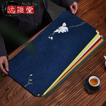 茶盤專用墊手繪麂皮絨防水茶席桌布茶桌布墊桌旗新中式禪意茶壺墊
