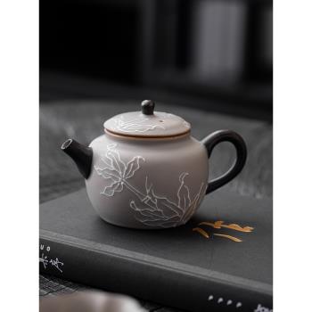 手繪陶瓷泡茶壺帶過濾家用手抓茶壺中式復古單壺功夫茶具泡茶專用