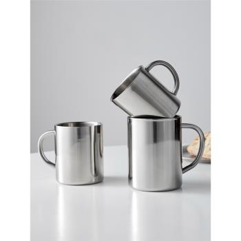 米立風物304不銹鋼雙層咖啡杯創意高顏值水杯家用咖啡杯子馬克杯