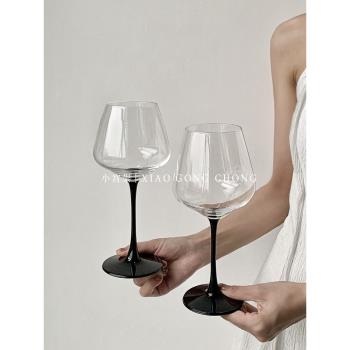 歐式ins風勃艮第紅酒杯高級感復古高腳杯玻璃杯葡萄酒杯香檳杯子