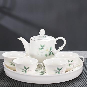 原源陶瓷有耳茶杯功夫茶具套裝家用簡約茶壺帶把防燙茶杯干泡盤