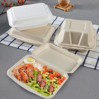 一次性沙拉便當盒輕食餐盒紙漿飯盒壽司網紅打包盒環保可降解餐具