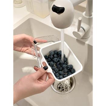 簡約迷你雙層瀝水籃洗水果神器廚房備菜濾水盒防塵防蟲果盆漏水篩