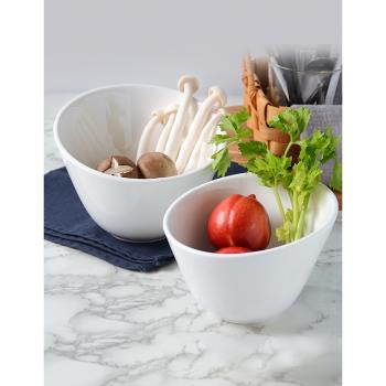 純白水果沙拉碗湯碗創意斜口醬料碗面碗自助火鍋餐廳菜筒日式陶瓷