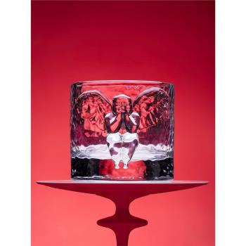 空間方式/稀奇藝術水杯 天使浮雕玻璃杯子威士忌酒杯果汁杯禮盒裝