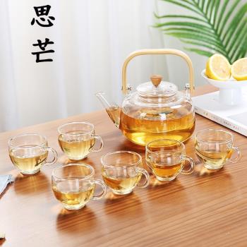 日式下午茶茶具套裝耐熱玻璃泡花茶養生壺蠟燭加熱煮茶爐水果茶壺
