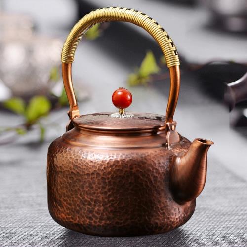 即納在庫あり 手彫り銅壺 純紫銅茶壺 銅器 純銅 銅やかん 厚手 煮茶壷 