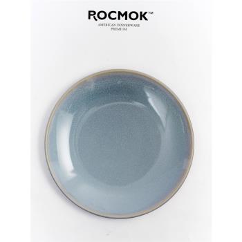 ROCMOK天湖藍窯變大號西餐牛排餐盤北歐餐具家用陶瓷商用餐廳