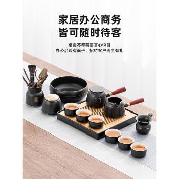 中式陶瓷功夫茶具套裝家用輕奢高檔現代辦公室干泡盤側把茶壺禮盒