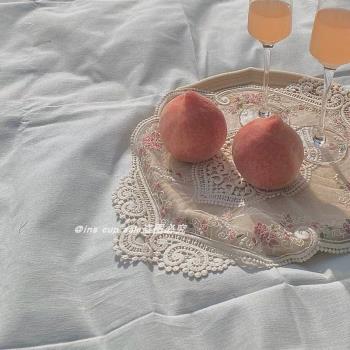 法式浪漫復古蕾絲刺繡餐墊杯墊田園ins風布藝小桌布餐桌裝飾