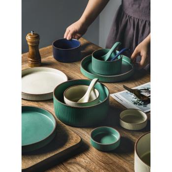 日式碗盤餐具創意復古陶瓷家用餐盤菜盤湯碗特色餐廳高顏值單個碗