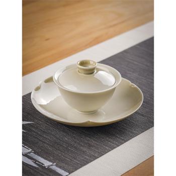蓋碗陶瓷景德鎮大號薄胎三才單個茶具白瓷茶杯家用不燙手工茶碗泡