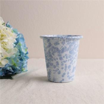 印象搪瓷 ins韓國網紅同款潑墨寶貝藍點咖啡杯漱口杯隨手杯果汁杯
