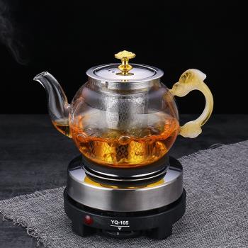 煮茶器小型高硼硅玻璃煮茶壺加熱煮茶爐家用茶具套裝普洱泡茶器
