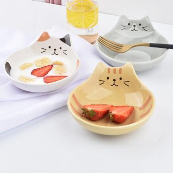可愛貓咪陶瓷沙拉碗三貓咪套裝兒童可愛米飯碗日式卡通貓咪造型碗