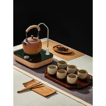 抽水電陶爐燒水壺煮茶爐陶瓷耐熱提樑壺白茶煮茶壺復古柴燒壺電熱