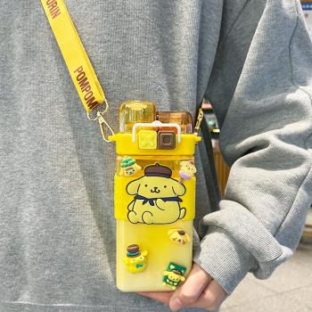 庫洛米水杯女生高顏值玉桂狗方形雙飲杯子tritan耐高溫塑膠水壺