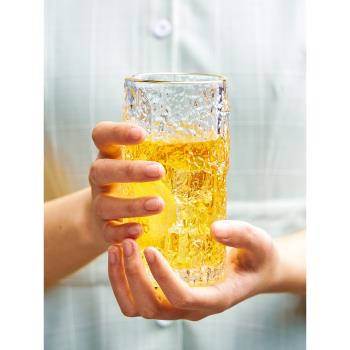 冰川紋杯子玻璃杯水杯酒吧啤酒咖啡樹紋杯ins風網紅設計師杯子女