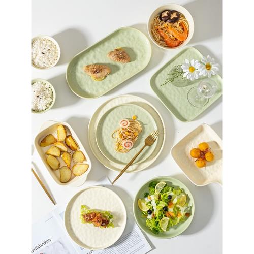 奶油風碗碟套裝碗盤家用一人食高顏值餐具陶瓷飯碗面碗創意碗盤子