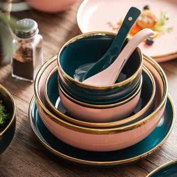 陶瓷高檔北歐祖母綠金邊筷子餐具